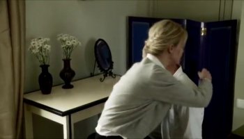 Appetizing blonde hottie sucking and fucking extra large black cock till squirting orgasm
