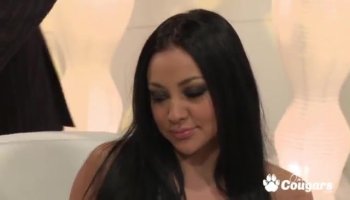 India Summers give blowjob which ends with facial cumshot