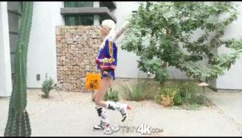 Preggo brunette slut getting fucked hard in threesome